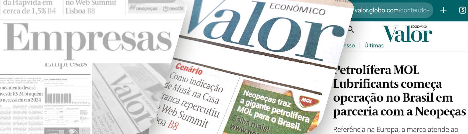 O jornal Valor Econômico divulga Parceira da Neopeças com a MOL 